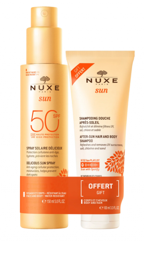 Nuxe Sun Latte Solare Spray Spf50 150 ml + Shampoo Doccia Doposole 100 ml